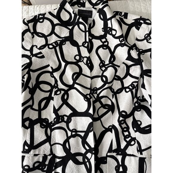 Investments Womens Black & White Chain Print Jacket Size 16 - Picture 4 of 9